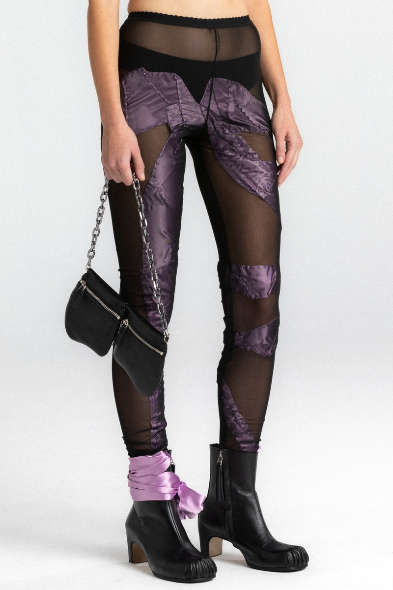 Black Nude Dissolved Lilac Bow Tights