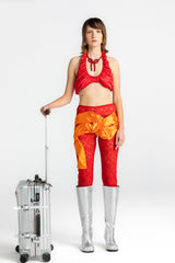 Red Gathered Yorgan Halter Neck Top
