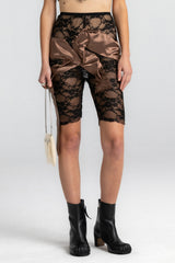 Black Lace Dissolved Brown Bow Tights