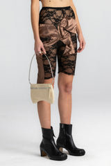 Black Lace Dissolved Brown Bow Tights