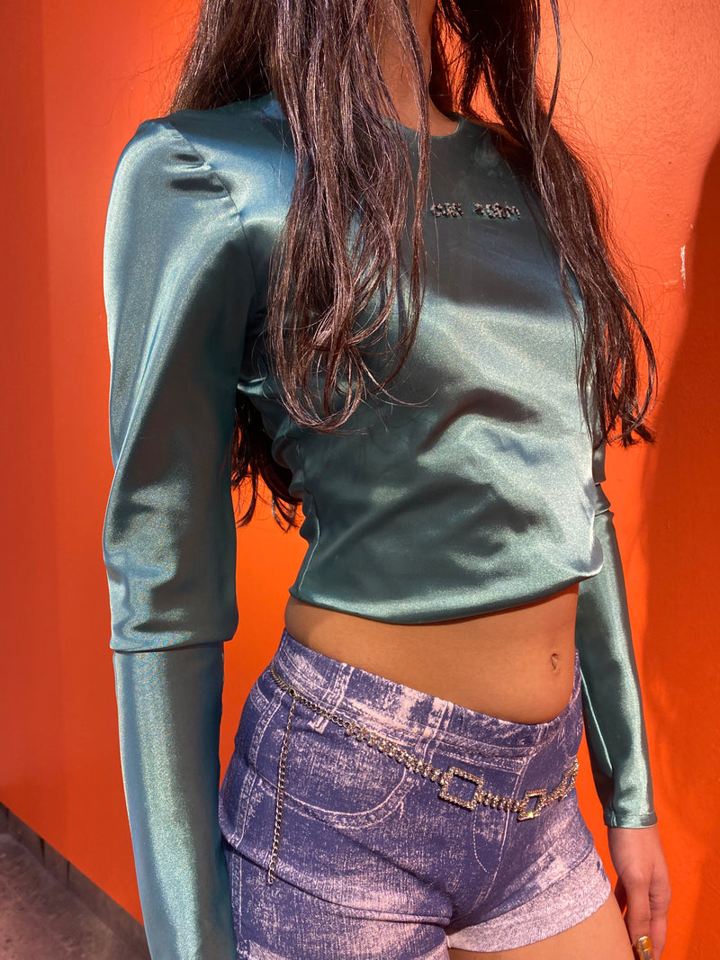 Green Satin Top