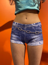Denim Printed Mini Short