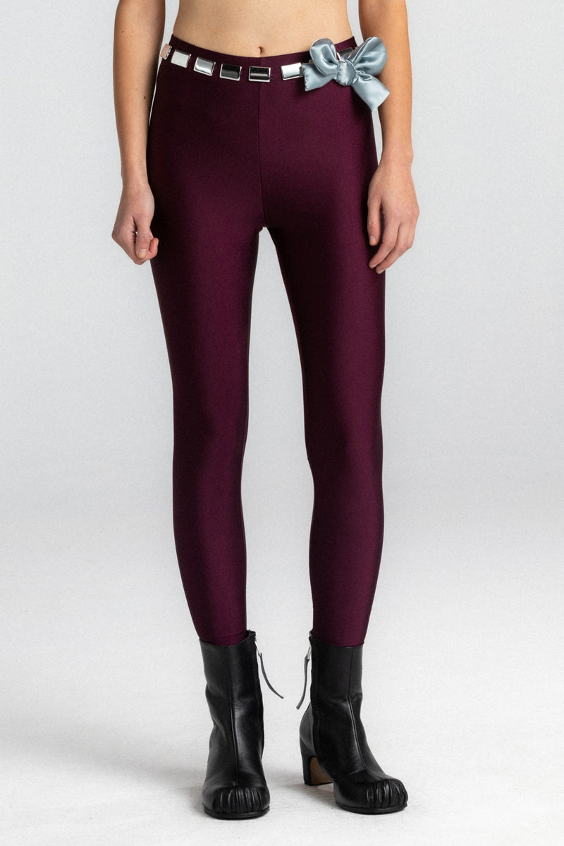 Bow Maxi Burgundy Tights