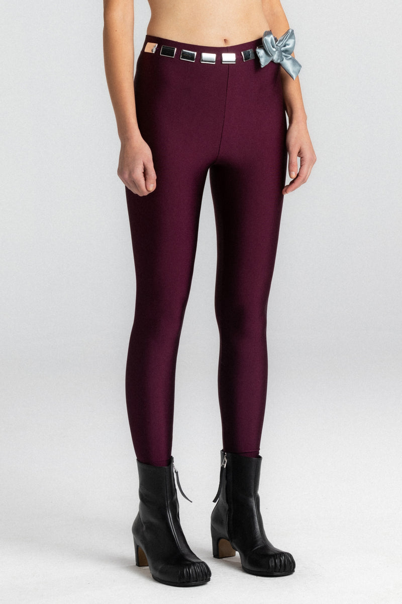 Bow Maxi Burgundy Tights