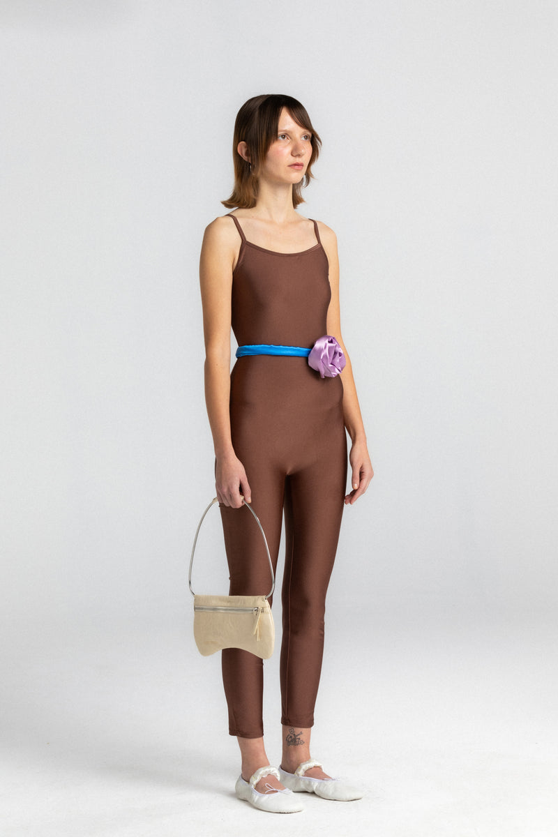 Brown Long Jersey Catsuit
