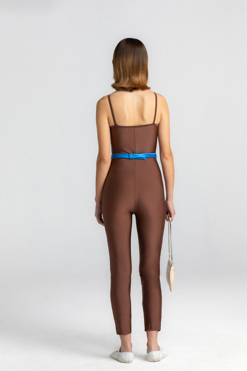 Brown Long Jersey Catsuit