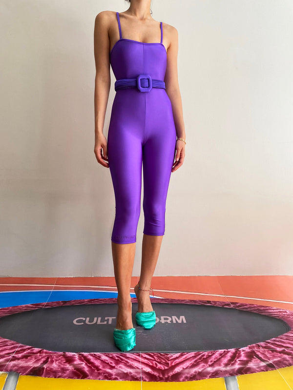 Purple Striped Midi Catsuit