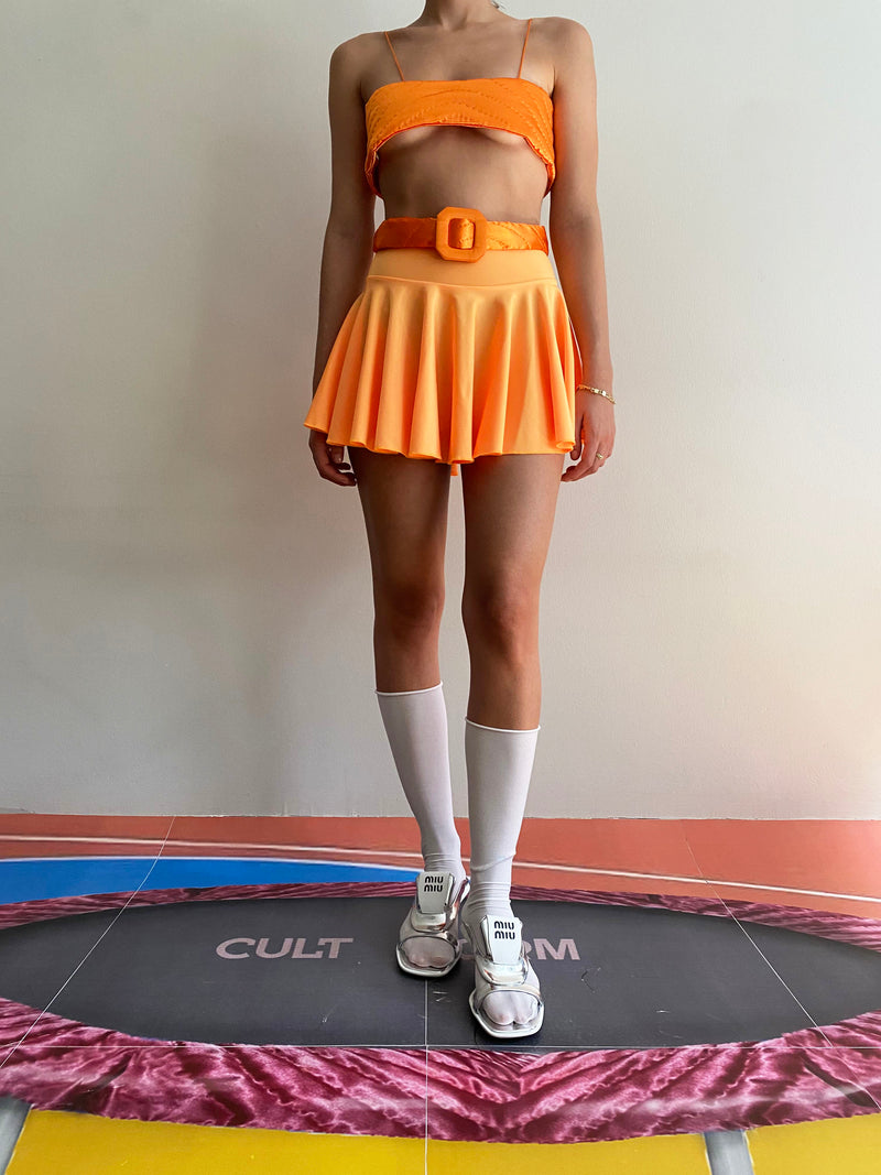 Orange Mini Yorgan Belt Skirt