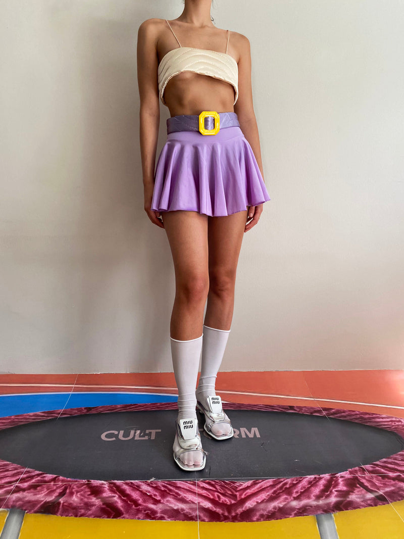 Lilac Mini Yorgan Belt Skirt