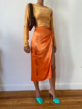 Orange Satin Skirt