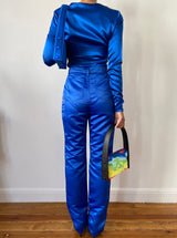 DEEP BLUE SATIN PANTS