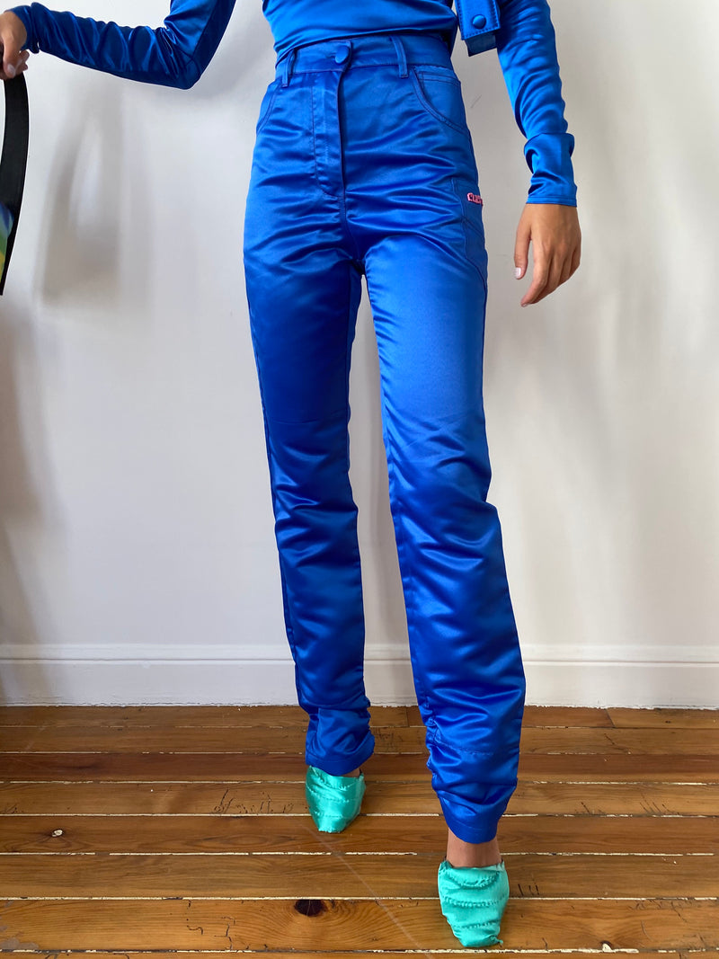 DEEP BLUE SATIN PANTS