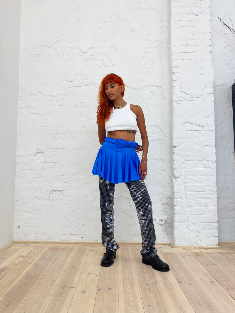 Deep Blue Mini Yorgan Belt Skirt