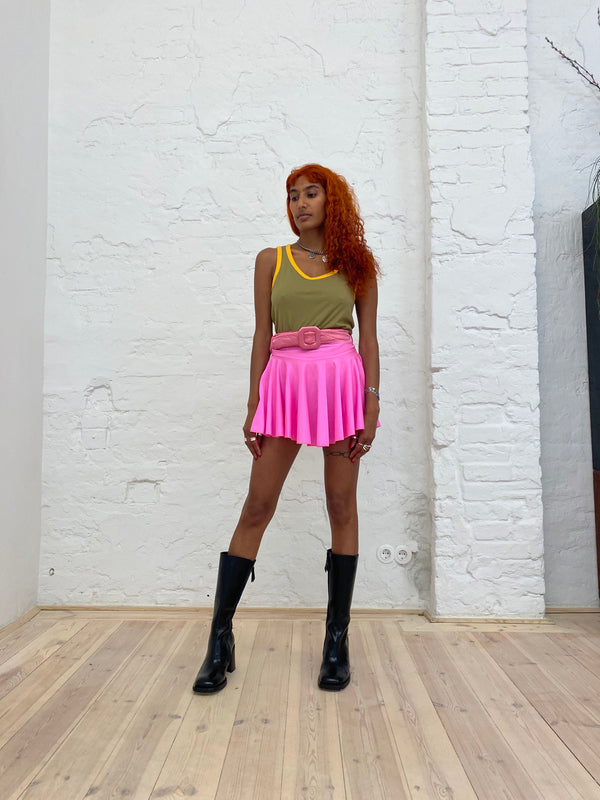 NEON PINK MINI YORGAN BELT SKIRT