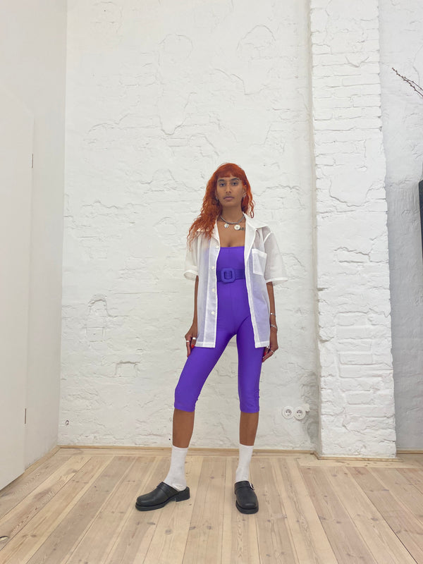 Purple Striped Midi Catsuit