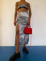 GRAY YORGAN MIDI SKIRT