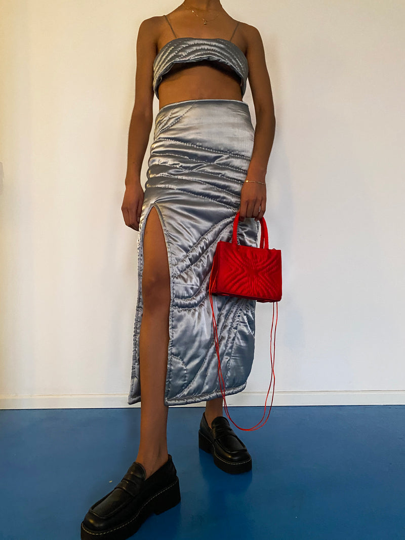 GRAY YORGAN MIDI SKIRT