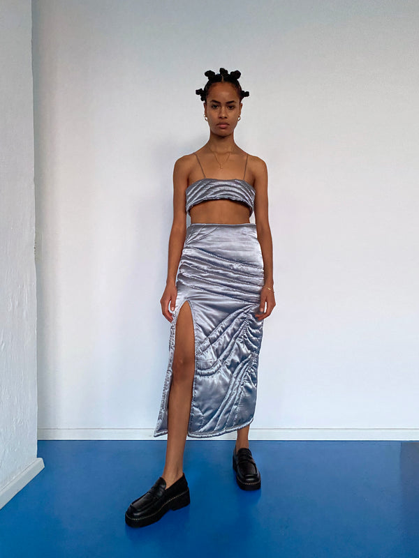 GRAY YORGAN MIDI SKIRT