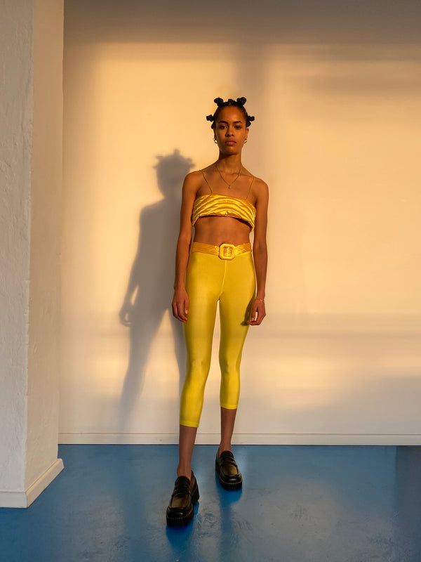 YELLOW YORGAN BELT MIDI TIGHTS