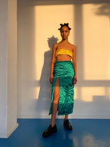 DARK GREEN YORGAN MIDI SKIRT