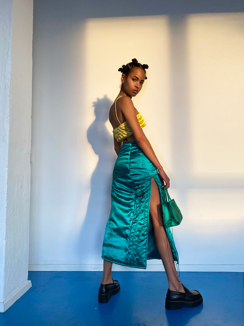 DARK GREEN YORGAN MIDI SKIRT