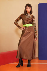 Brown Satin Dress