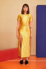 Mustard Yorgan Dress With Belt
