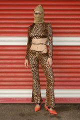 Leopard low-waist flare tights