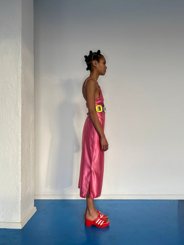 PINK PEACE SILK SATIN DRESS