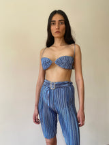 Baby Blue Pleat Biker Tights