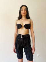 Black Pleat Biker Tights