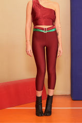 Burgundy Yorgan Diamond Belt Tights