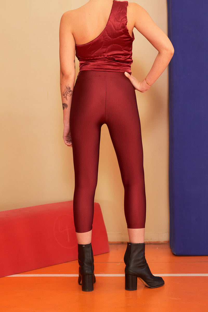 Burgundy Yorgan Diamond Belt Tights