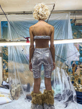 Silver Sequin Oyster Bra