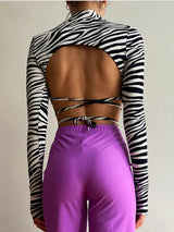 ZEBRA OPENED BACK CROP TOP