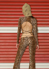 Leopard long sleeve opened back top
