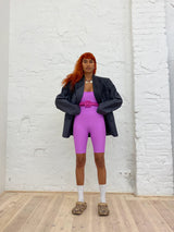 Violet Striped Biker Catsuit