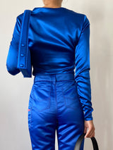 Satin Deep Blue Stretch Top