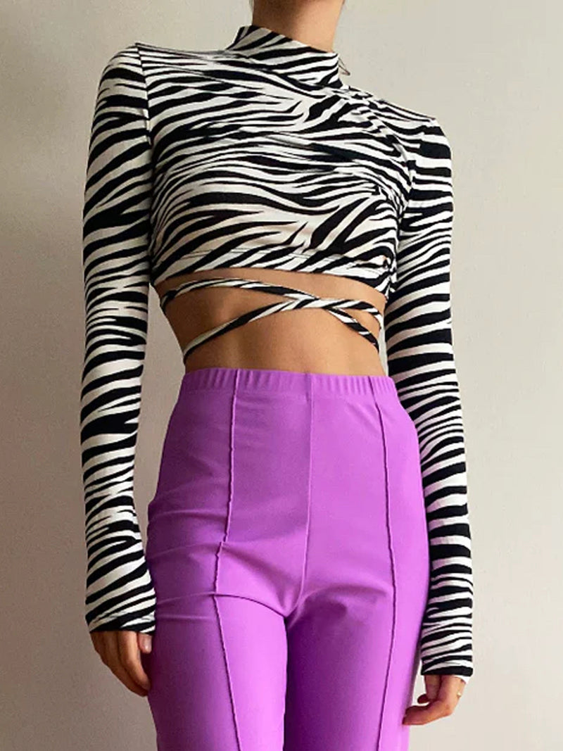 ZEBRA OPENED BACK CROP TOP