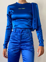Satin Deep Blue Stretch Top