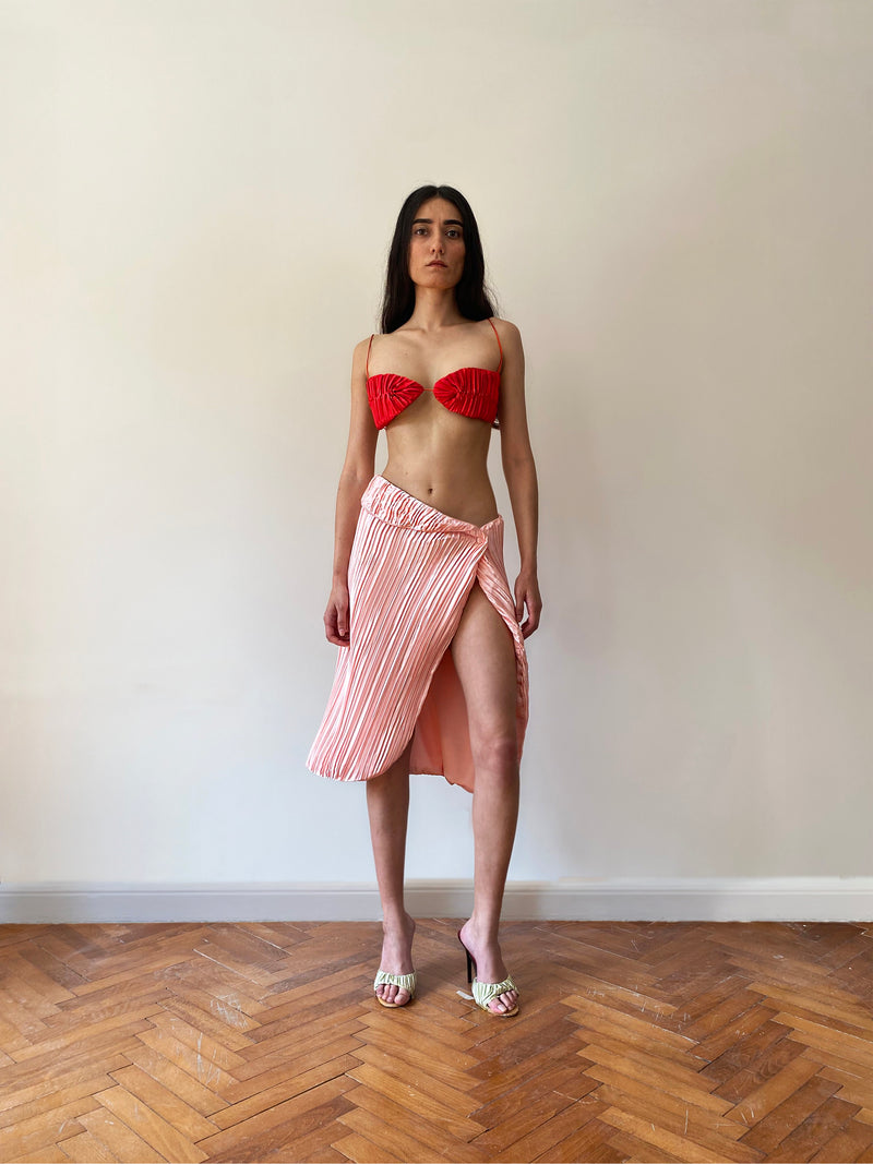 Blush Pink Pleat Skirt