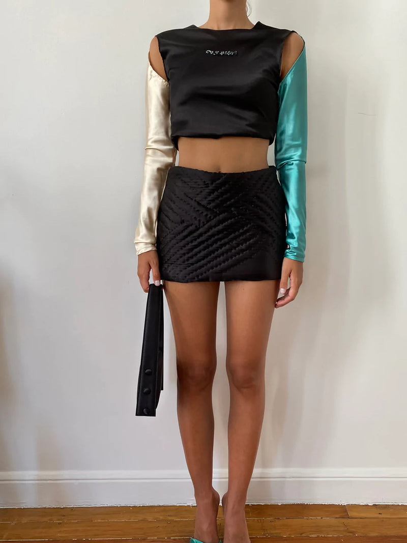 Black Satin Stretch Top